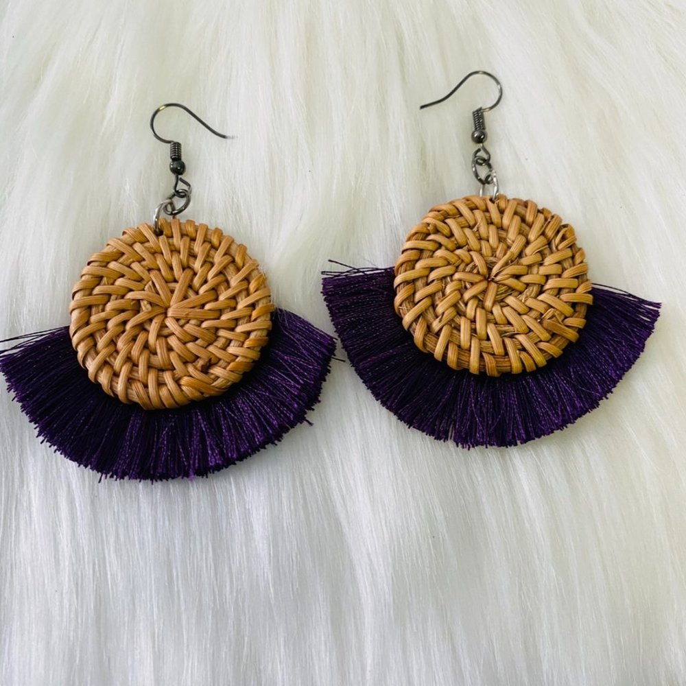 Rattan Tassel Earrings
